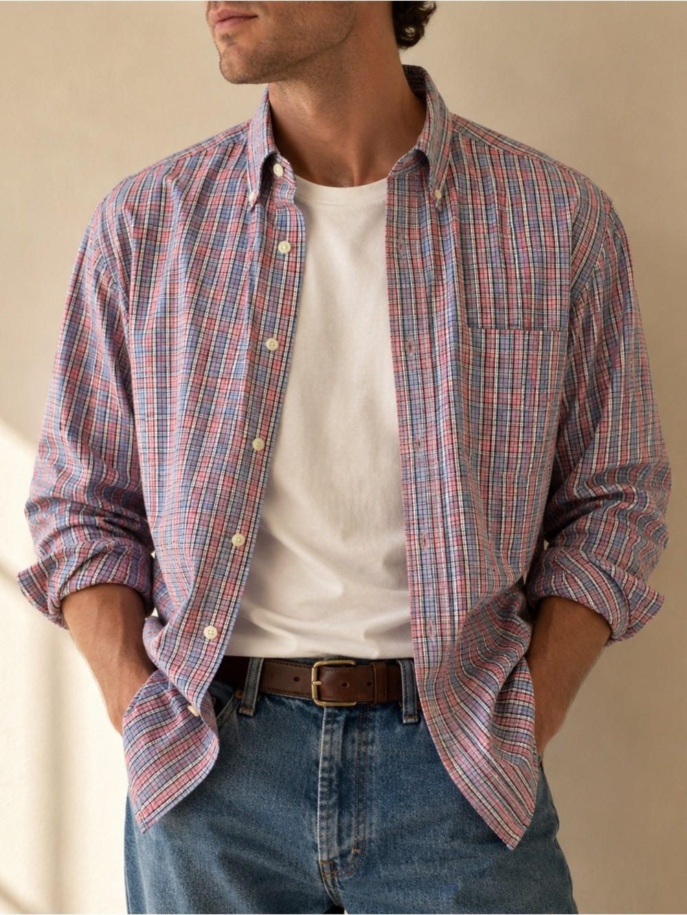 Pendleton Oxford Cloth Plaid Button Down Shirt 100% Cotton Men’s Small